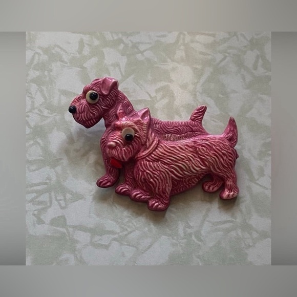 MAKE AN OFFER 🍒 Vintage Red Scottie Dog Pair Brooch #6540 - Picture 7 of 7